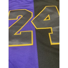 Men's Black & Purple Color Block Basketball Jersey with Embroidered 24 & #8 Design - Breathable Loose Fit Streetwear for All-Season Sports & Casual Wear, Basketball Gear, Durable Sportswear