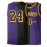 Men's Black & Purple Color Block Basketball Jersey with Embroidered 24 & #8 Design - Breathable Loose Fit Streetwear for All-Season Sports & Casual Wear, Basketball Gear, Durable Sportswear
