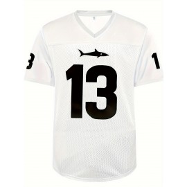 Men's white # 13 American football jersey loose embroidered sports, fashionable, casual, street breathable football jersey