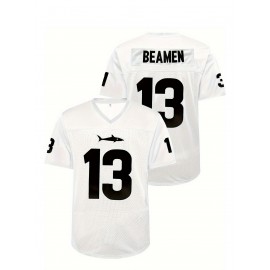 Men's white # 13 American football jersey loose embroidered sports, fashionable, casual, street breathable football jersey