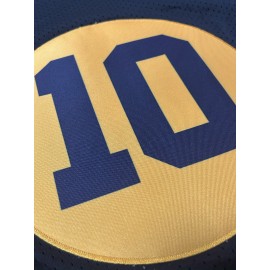 Men's Deep Blue # 10 Breathable Rugby Shirt, Sports V-neck Short Sleeve Training Match Uniform, Embroidered American Football Shirt