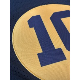 Men's Deep Blue # 10 Breathable Rugby Shirt, Sports V-neck Short Sleeve Training Match Uniform, Embroidered American Football Shirt