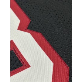 Men's Black #23 American Football Jersey - Loose Fit Breathable Embroidered Sports Top with V-Neck & Striped Accents for Casual Streetwear, Outdoor Activities, All-Season Wear, Athletic Leisurewear, Embroidered Detailing