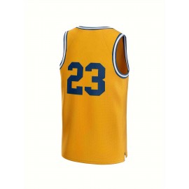 Men's Laney Buccaners # 23 Yellow Basketball Jersey Classic Retro Embroidered Sleeveless Sweatwicking and Breathable Tank Top Basketball Jersey