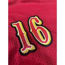 Men'S Red And Yellow # 16 Rugby Shorts With Pockets, Casual, Fashionable, Breathable, Sports Zipper, High Quality Embroidered Shorts