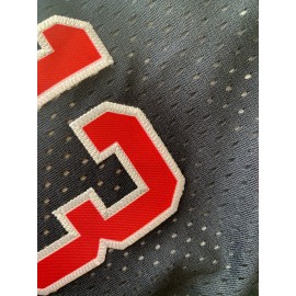 Men's #13 Atlanta Embroidered Basketball Shorts - Dark Blue, Breathable & Stylish with Pockets, Zipper Detail, Red & White Striped Trim, Ideal for Sports & Casual Wear, Athletic Leisure Wear|Relaxed Fit Shorts|Polyester Fabric, Basketball Gear