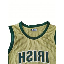 Men'S #23 Basketball Jersey Vintage Embroidered Crewneck Breathable Race Training Uniform Jersey Sleeveless Top Green S-XXXL