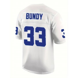 Men's white # 33 American football jersey loose embroidered sports, fashionable, casual, street breathable football jersey