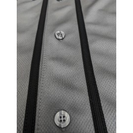 Men'S Grey # 30 Baseball Shirt, Classic Letter Embroidery Design, Button style Short Sleeve Breathable Shirt, Training and Competition Category: Men'S Baseball Shirt