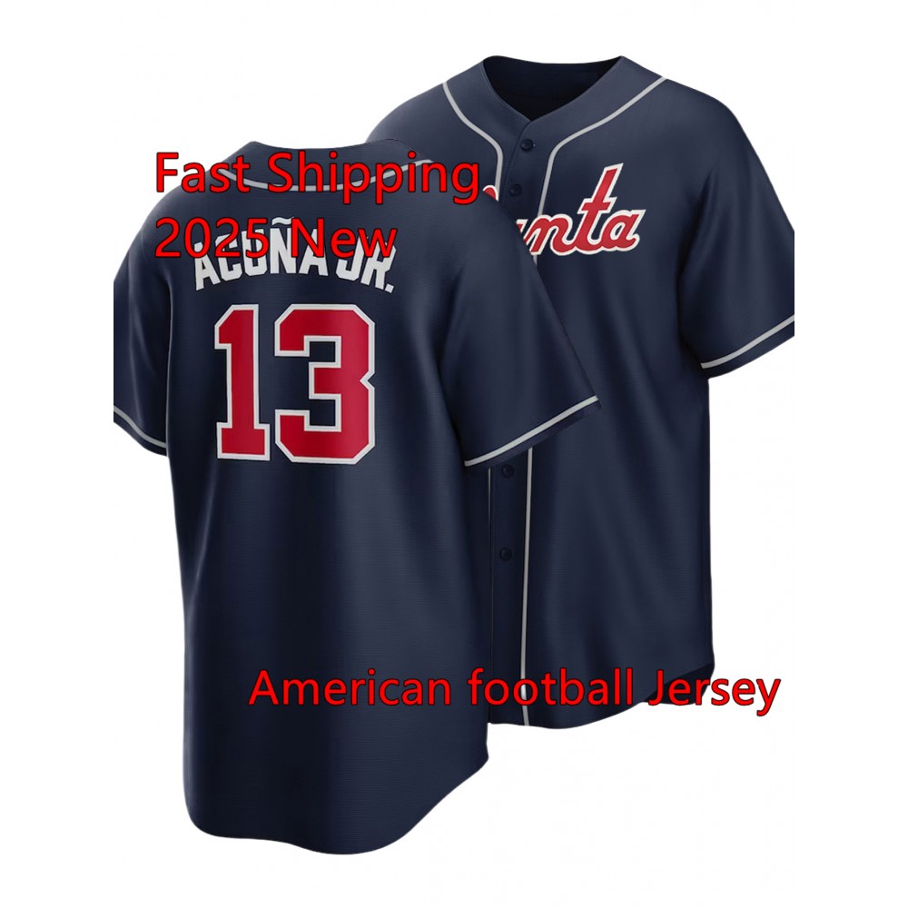 Men's Dark Blue #13 Baseball Jersey - Loose Fit V-Neck Embroidered Sports Shirt, Breathable Button-Up Casual Streetwear for All Seasons, Outdoor & Athletic Activities, Allseason Apparel, Embroidered Detailing