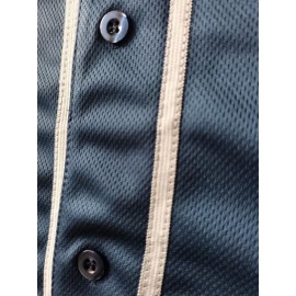 Men's Dark Blue #13 Baseball Jersey - Loose Fit V-Neck Embroidered Sports Shirt, Breathable Button-Up Casual Streetwear for All Seasons, Outdoor & Athletic Activities, Allseason Apparel, Embroidered Detailing