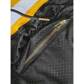 Men's Black & Yellow #21 Basketball Shorts with Pockets - Breathable Mesh Athletic Shorts, Embroidered Pittsburgh Lettering & Number 21, Loose Fit for Sports, Casual & Outdoor Activities, Basketball Accessories