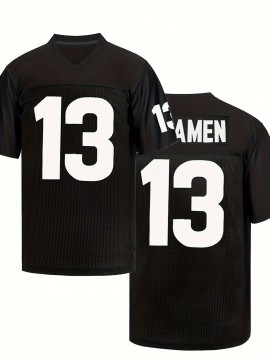 Men's Black # 13 American Football Jersey Loose Embroidered Sports, Fashionable, Casual, Street Breathable Football Jersey