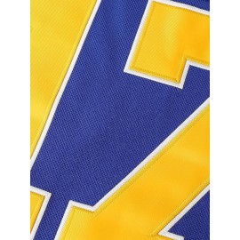 Men'S Blue #17 Ice Hockey Jersey with Loose Embroidery And Long Sleeves, Sporty, Fashionable, Casual, Breathable on The Street
