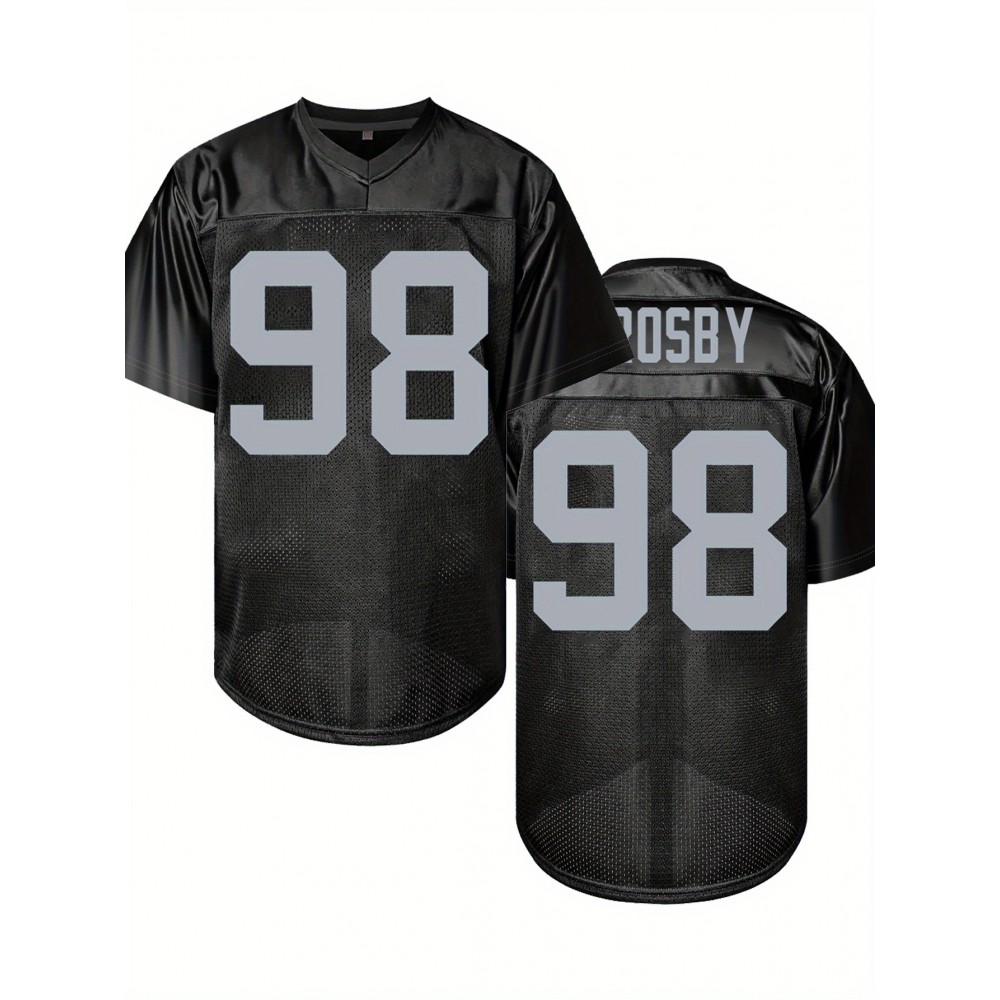 Men'S Black # 98 American Football Jersey Suit Loose Embroidered Sports, Fashionable and Casual, Street Breathable Football Suit
