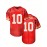 Men's Red #10 American Football Jersey - Loose Fit Breathable Embroidered V-Neck Top for Casual Streetwear, Sports & Outdoor Activities | All-Season Machine Washable Football Suit, Athletic Apparel, Sporty Design, Embroidered Detailing