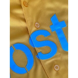 Men's Yellow #4 Baseball Jersey - Loose Fit V-Neck Streetwear with Embroidered Lettering, Breathable Short Sleeve Sports Shirt for Casual, Outdoor & Seasonal Celebrations (Machine Washable), Outdoor Activewear | Relaxed Fit Top | Comfortable Wear