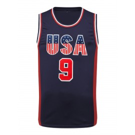 Men's Blue # 9 Basketball Shirt Casual Fashion Breathable Sports High Quality Embroidered Street Basketball Pullover