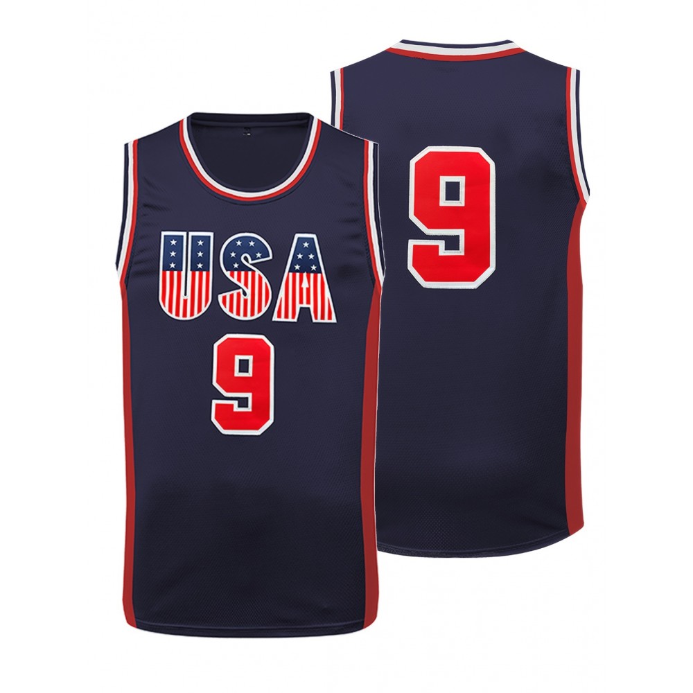 Men's Blue # 9 Basketball Shirt Casual Fashion Breathable Sports High Quality Embroidered Street Basketball Pullover