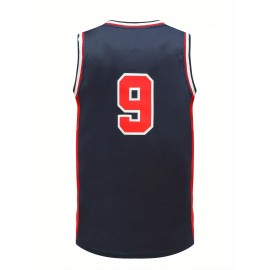 Men's Blue # 9 Basketball Shirt Casual Fashion Breathable Sports High Quality Embroidered Street Basketball Pullover