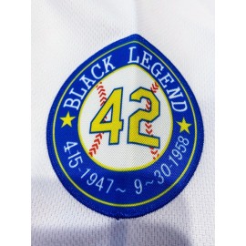 Men'S White # 42 Baseball Shirt, Classic Letter Embroidery Design, Button style Short Sleeve Breathable Shirt, Training and Competition Category: Men'S Baseball Shirt