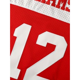 Men's #12 Red Basketball Jersey, V-Neck, Polyester, 