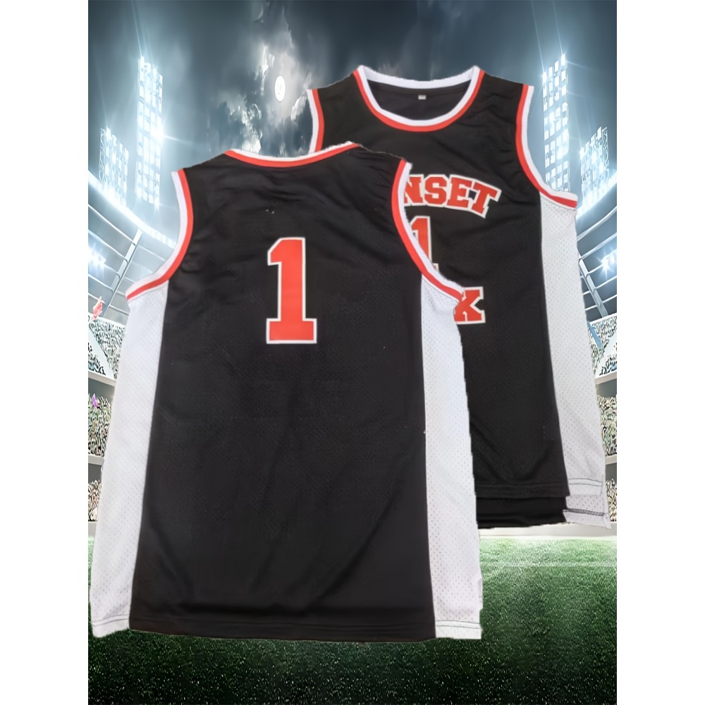 Men'S American Basketball Shirt # 1 Black Basketball Sweatshirt