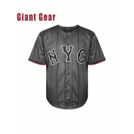 Men'S Retro Baseball Shirt Embroidered With Numbers 12 Loose V-neck Button Loop Sports Shirt Suitable For Summer Parties And Casual Wear Size S-3XL