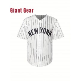 Men'S # 2 White Embroidered Striped Baseball Jacket Sports Style V-neck Sports Shirt Suitable For Casual Wear