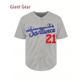 Men'S # 21 Baseball Shirt 100% V-neck Sweatshirt Loose Fit Button Closed Casual And Sportswear Multi Functional Running Training Hiking Cycling S-3XL