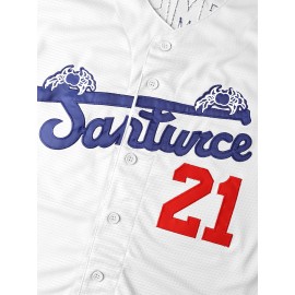 Men'S # 21 Baseball Shirt 100% V-neck Sweatshirt Loose Fit Button Closed Casual And Sportswear Multi Functional Running Training Hiking Cycling S-3XL