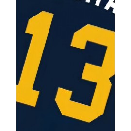 Men'S # 13 Deep Blue Embroidered Baseball Jersey With Breathable Polyester Fiber V-neck Suitable For Sports And Casual Wear In Spring, Summer, And Autumn Sizes S-3XL