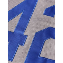 Men's #42 Gray Baseball Jersey - Breathable V-Neck Loose Fit with Red & Blue Lettering, Machine Washable for Training, Hiking, Team Sports & Casual Wear (Sizes S-3XL)