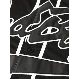 Men'S # 10 Black Baseball Shirt 100% Polyester V-neck Sportswear Letter And Number Loose Fit Suitable For Casual And Team Activities In Spring, Summer, And Autumn Size S-3XL