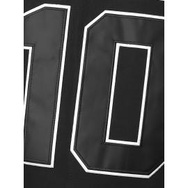 Men'S # 10 Black Baseball Shirt 100% Polyester V-neck Sportswear Letter And Number Loose Fit Suitable For Casual And Team Activities In Spring, Summer, And Autumn Size S-3XL