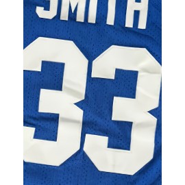 Men's #33 Blue Basketball Jersey - Retro Style, Breathable Polyester, V-Neck, Sleeveless Sports Uniform for Training, Competition & Parties - Machine Washable, Sizes S-XXXL, Casual Party Wear|Graphic Tank Top|Polyester Sports Fabric