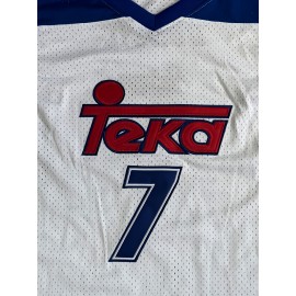 Men's #7 White Embroidered Basketball Jersey - Breathable Polyester V-Neck Top with Blue Accents, Ideal for Team Sports, Streetball, Beach & Casual Wear - Sizes S to XXXL, Basketball Accessories