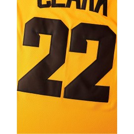 Men'S Basketball Suit # 22 Yellow Round Neck Embroidered Polyester Loose Micro Elastic Fabric S-3XL
