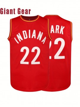 Men's Basketball Jersey #22 Red with Giant Lettering - 100% Polyester Loose Fit Sportswear, Breathable & Machine Washable for Training, Casual Wear, Outdoor Activities (S-3XL)