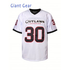 Men'S American Football Shirt Classic # 30 White Embroidered Design Short Sleeve Breathable Shirt Suitable For Training And Competition