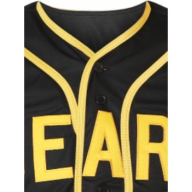 Men'S Baseball Shirt # 12 Black Embroidered Polyester Sportswear Loose Fabric Suitable for Street Team Sports S-XXXL