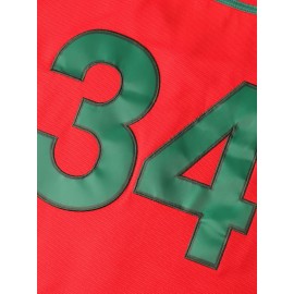 Men'S Baseball Jersey, # 34 Embroidered Polyester Baseball Shirt, Loose Knit Fabric, Worn In Spring, Summer, And Autumn