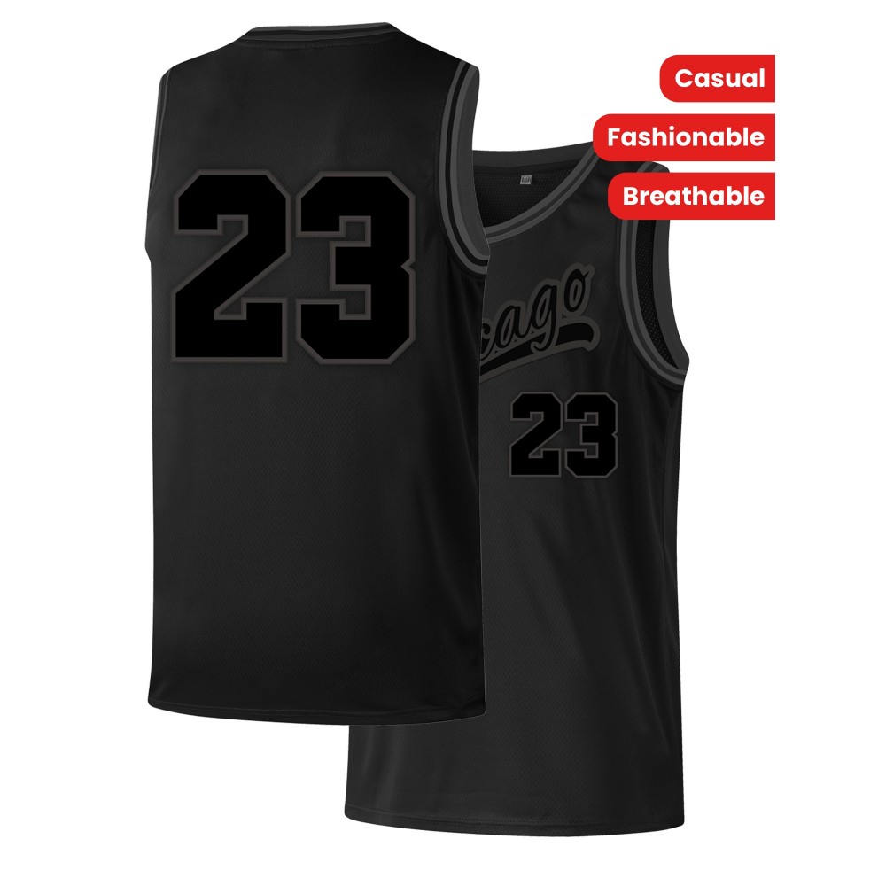 Men'S Black And Gray # 23 Basketball Shirt, Casual, Fashionable, Breathable, Sporty, High-Quality Embroidered Street Basketball Pullover