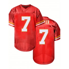 Men'S red # 7American Football Jersey Suit Loose Embroidered Sports, Fashionable and Casual, Street Breathable Football Suit