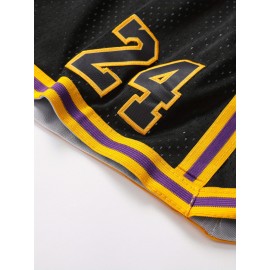 Men'S Black # 8-24 Basketball Shorts Casual Fashion Breathable Sports Zipper High Quality Embroidered Shorts