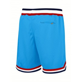 [Casual Baseball Shorts] Breathable High Quality Baseball Shorts | Moon Blue Bird Animal Cartoon Embroidery Pattern, Casual Fashion, Sports Zipper, Pocket