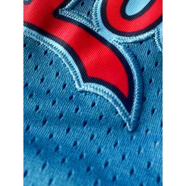 [Casual Baseball Shorts] Breathable High Quality Baseball Shorts | Moon Blue Bird Animal Cartoon Embroidery Pattern, Casual Fashion, Sports Zipper, Pocket