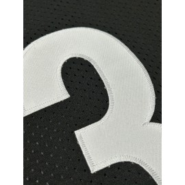 Men's Black #3 American Football Jersey - Breathable Loose Fit V-Neck with Embroidered Bold Number & Lettering, All-Season Casual & Sportswear for Outdoor Activities, Running, Gym - Machine Washable, Embroidered Detailing