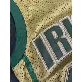 Men's #23 Basketball Jersey Vintage Embroidered Crewneck Breathable Race Training Uniform Jersey Sleeveless Top Green S-XXXL