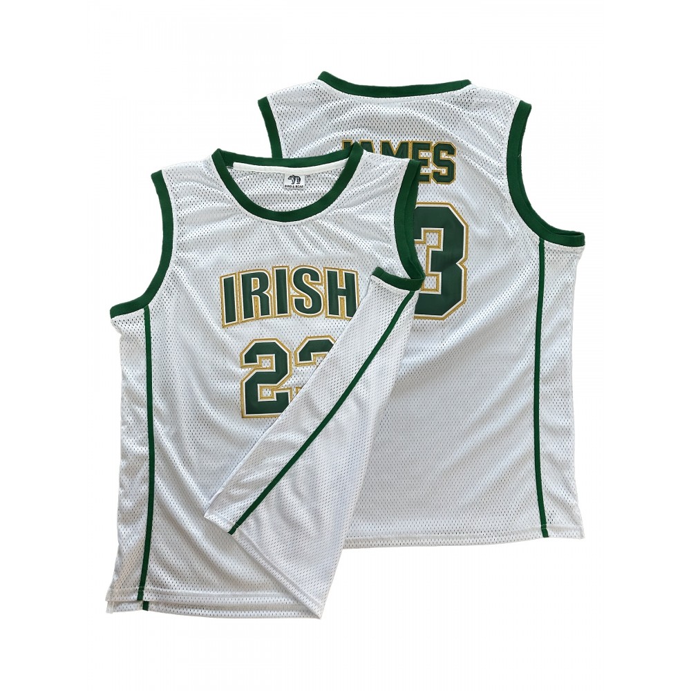 Men's #23 Basketball Jersey Vintage Embroidered Crewneck Breathable Race Training Uniform Jersey Sleeveless Top White S-XXXL